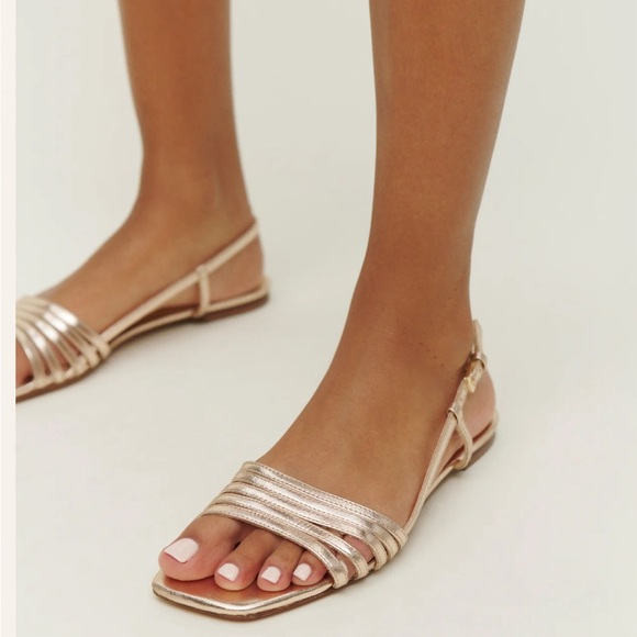Reformation Millie Lattice Sandal - Gold - Picture 2 of 3